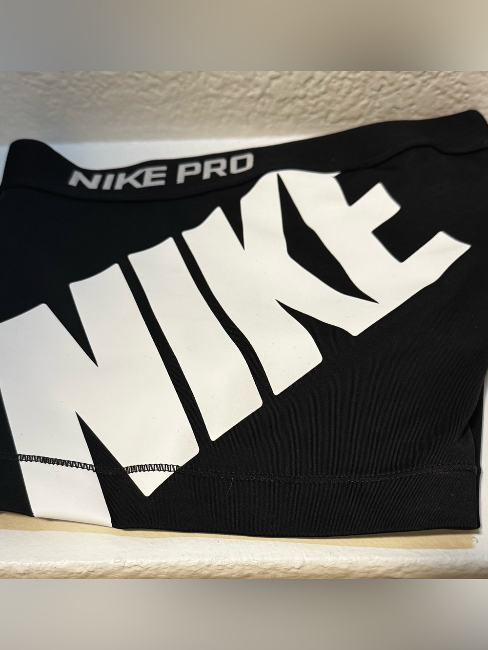 Women’s Nike Pro 3" Compression Shorts - Black/White Logo (Size Small)